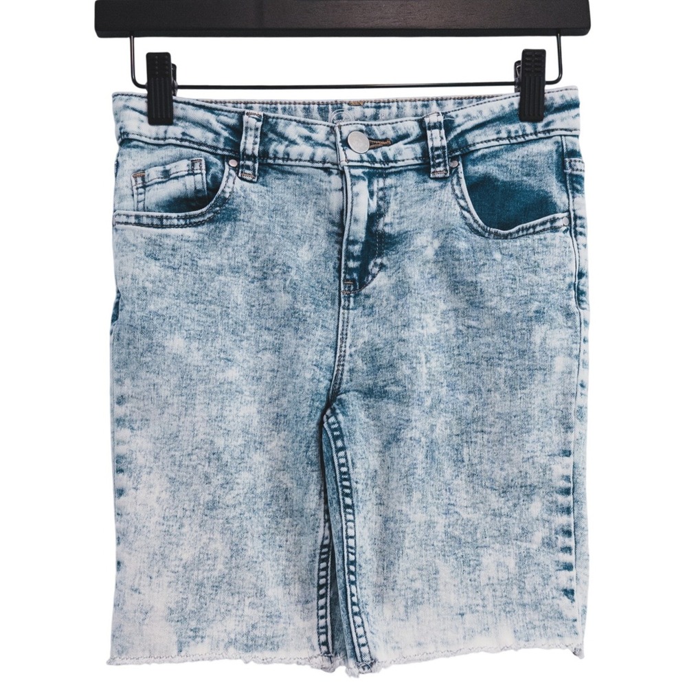 Wonder Nation Denim Shorts Girls 12 Blue Acid Wash Jean Bermuda Cut Off Summer